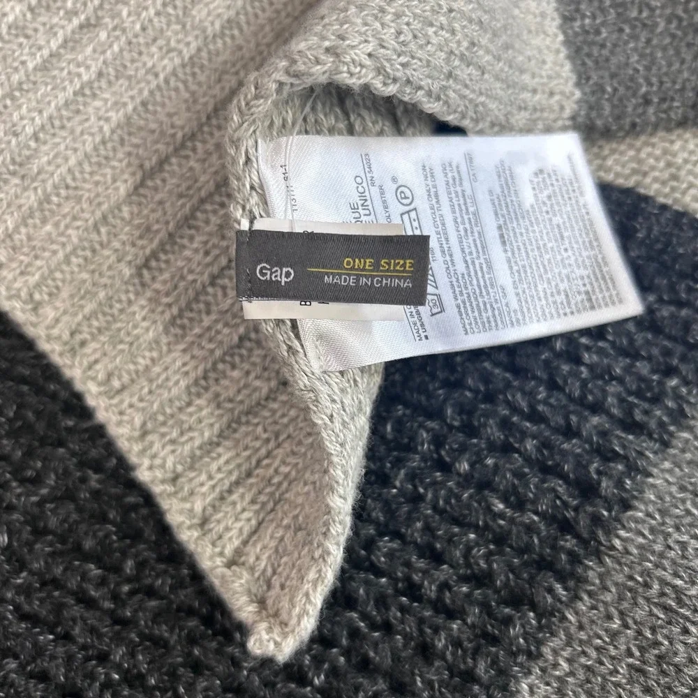 Gap Mens Womens Grey Colorblock Knit Scarf Cotton Blend One Size New